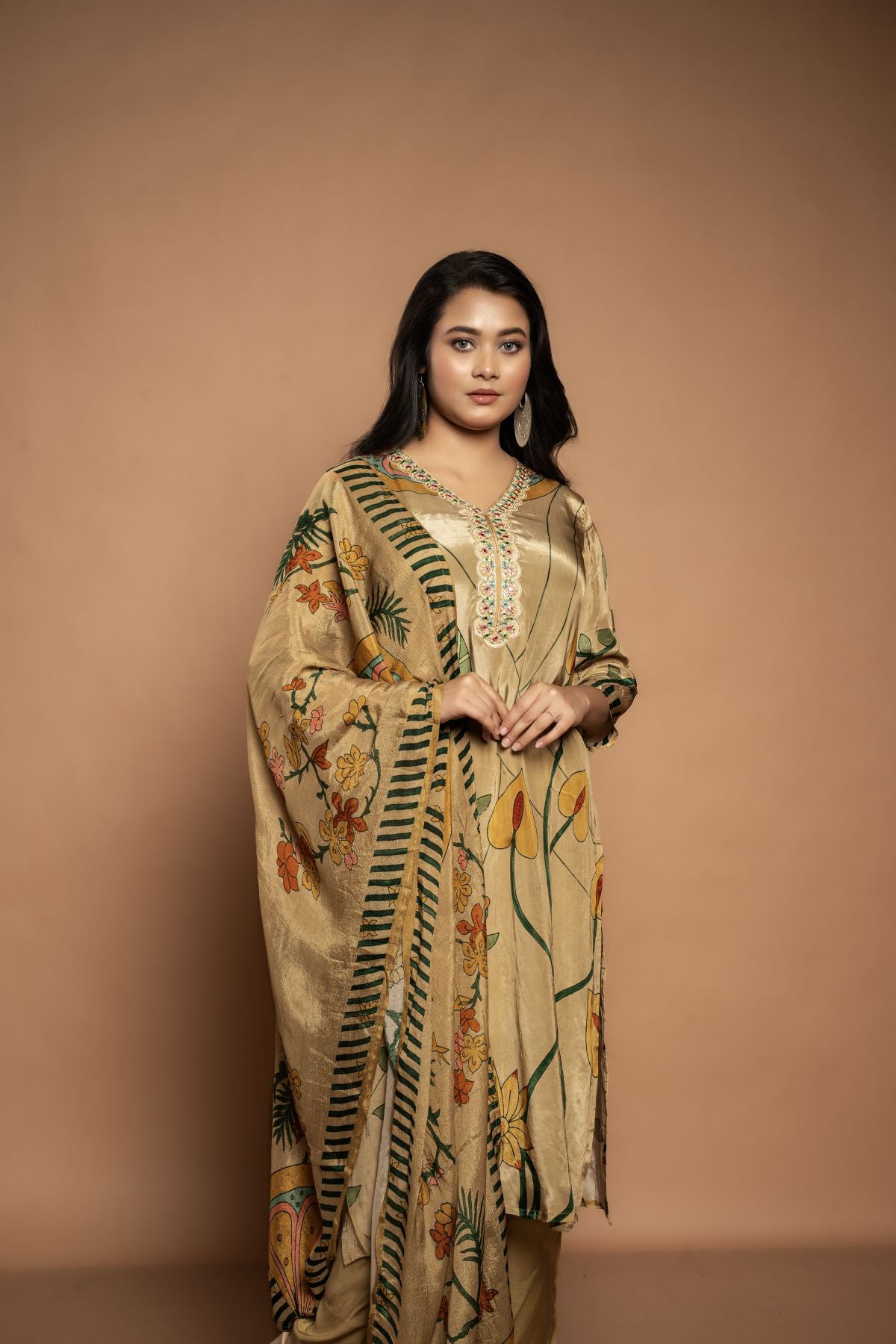 Chitra | Pure Crepe Golden Salwar Suit