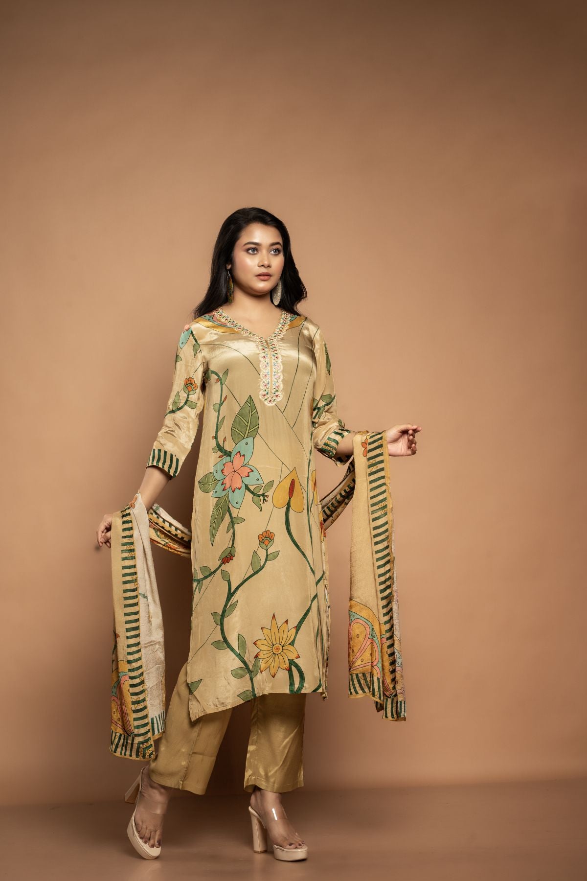Chitra | Pure Crepe Golden Salwar Suit