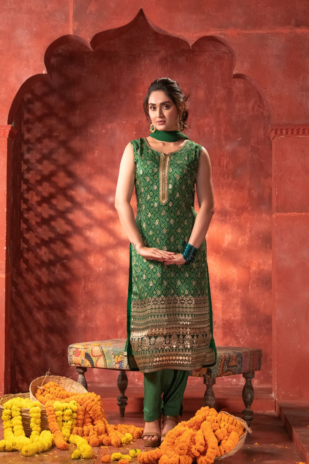 Heena | Pure Dola Silk Salwar Suit in Green