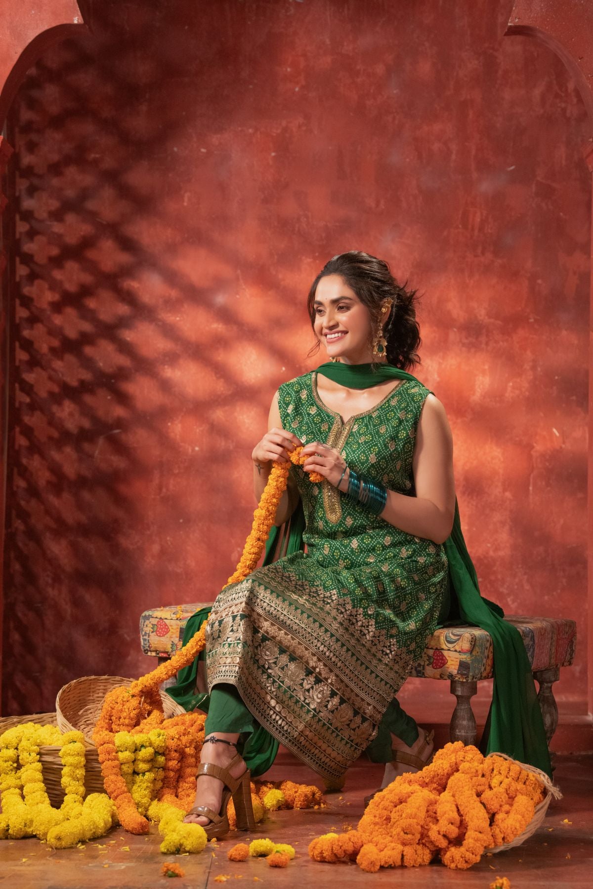 Heena | Pure Dola Silk Salwar Suit in Green
