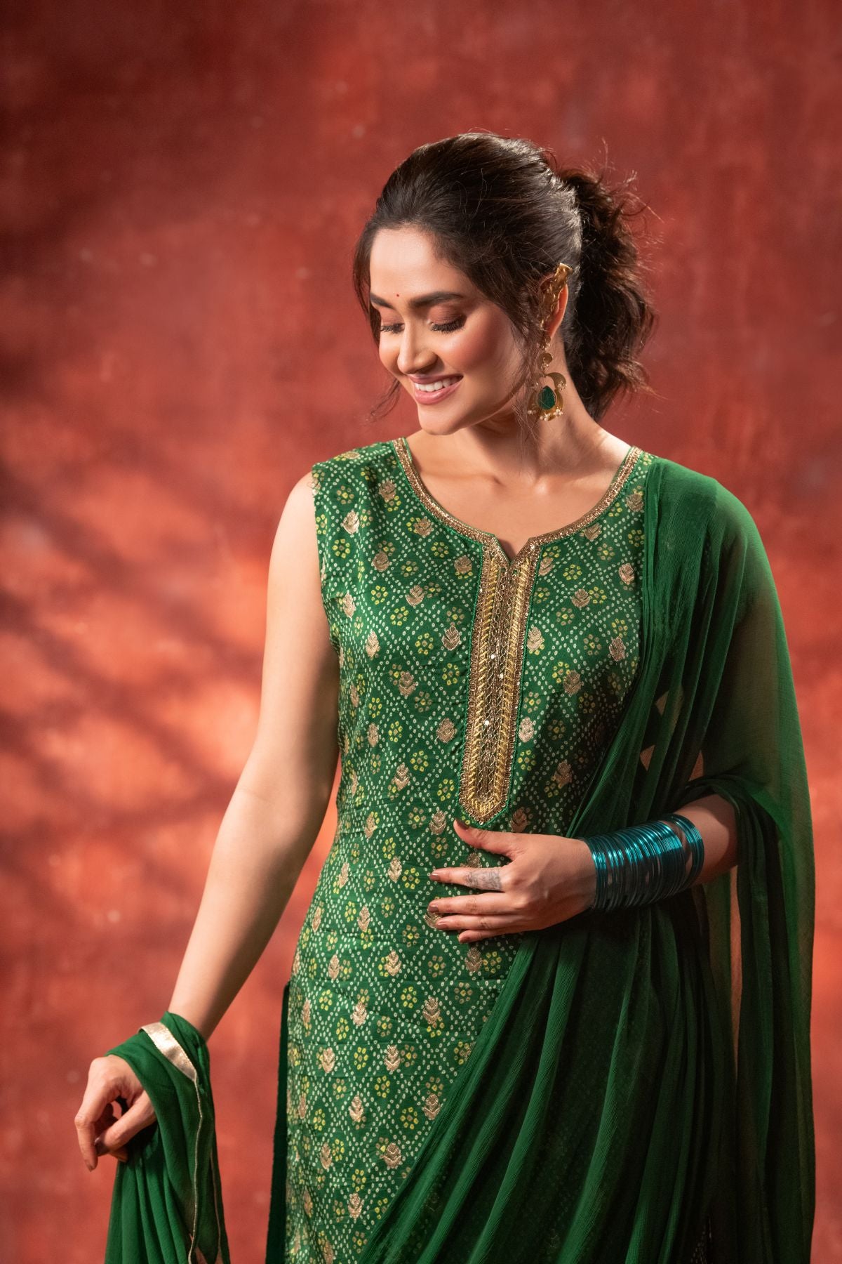 Heena | Pure Dola Silk Salwar Suit in Green