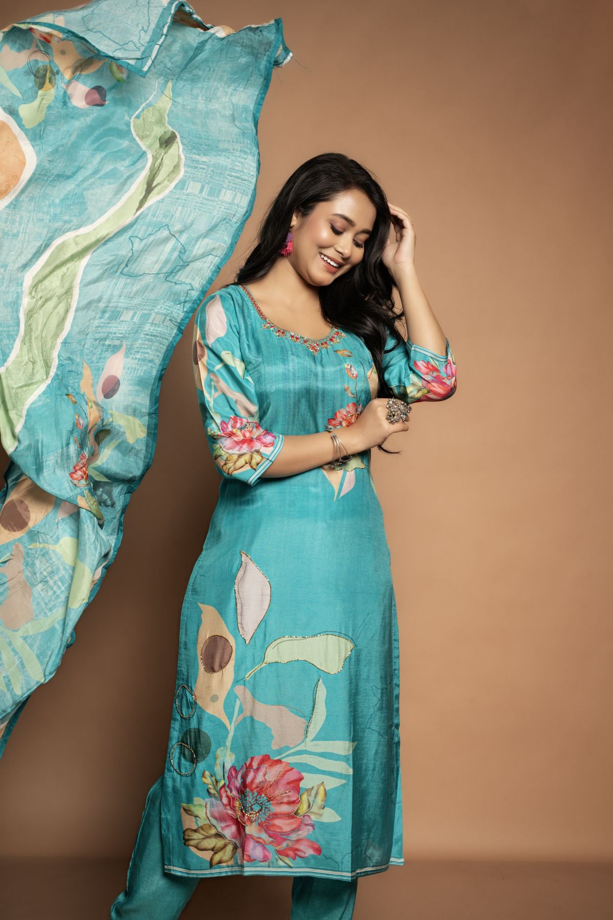 Neelam | Pure Crepe Turquoise Salwar Suit