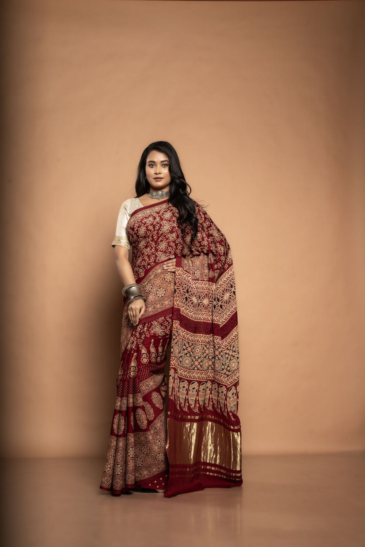 Ritika | Premium Modal Silk Saree with Ajrak Prints