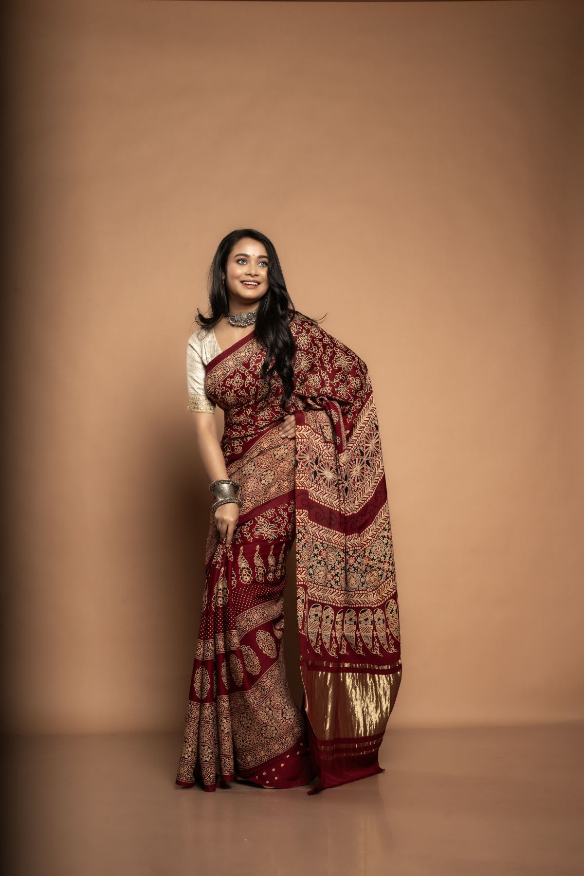 Ritika | Premium Modal Silk Saree with Ajrak Prints