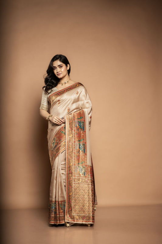 Aditi | Pure Bangalore Silk Saree with Paithani-Border