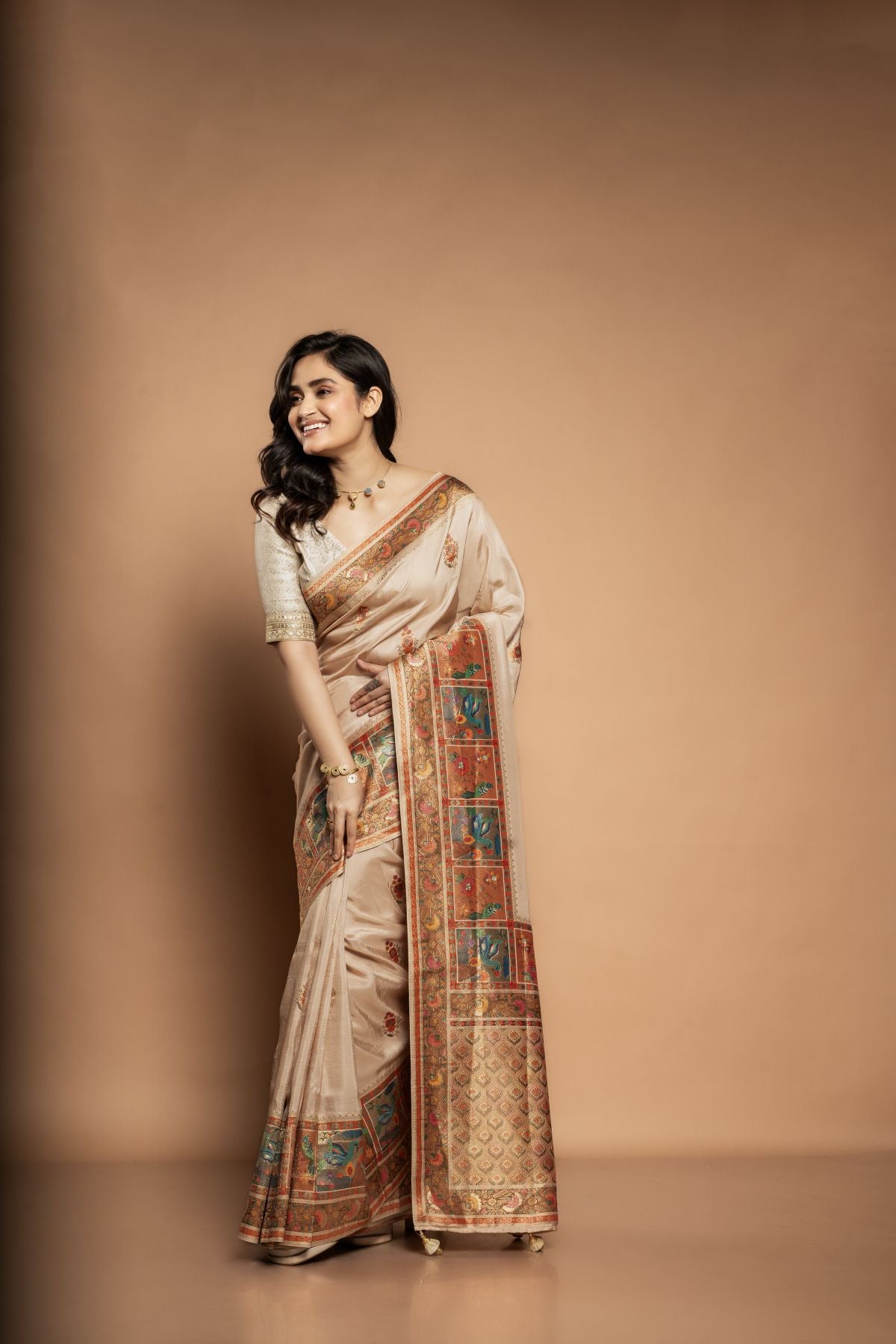Aditi | Pure Bangalore Silk Saree with Paithani-Border