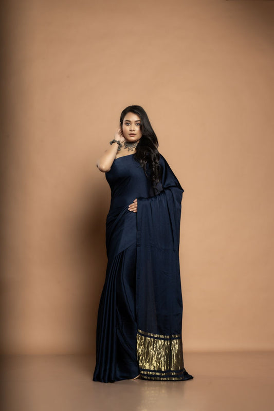 Chhavi | Navy Blue Modal Saree with Zari