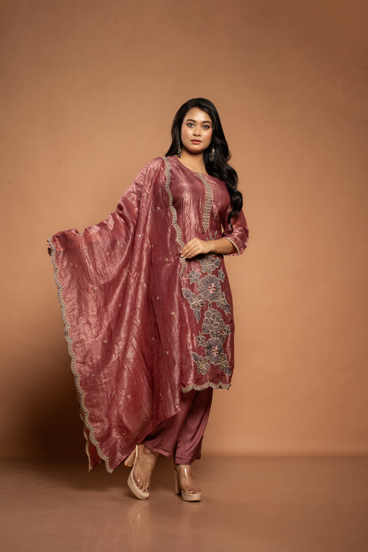 Manika | Maroon Tissue Salwar Suit
