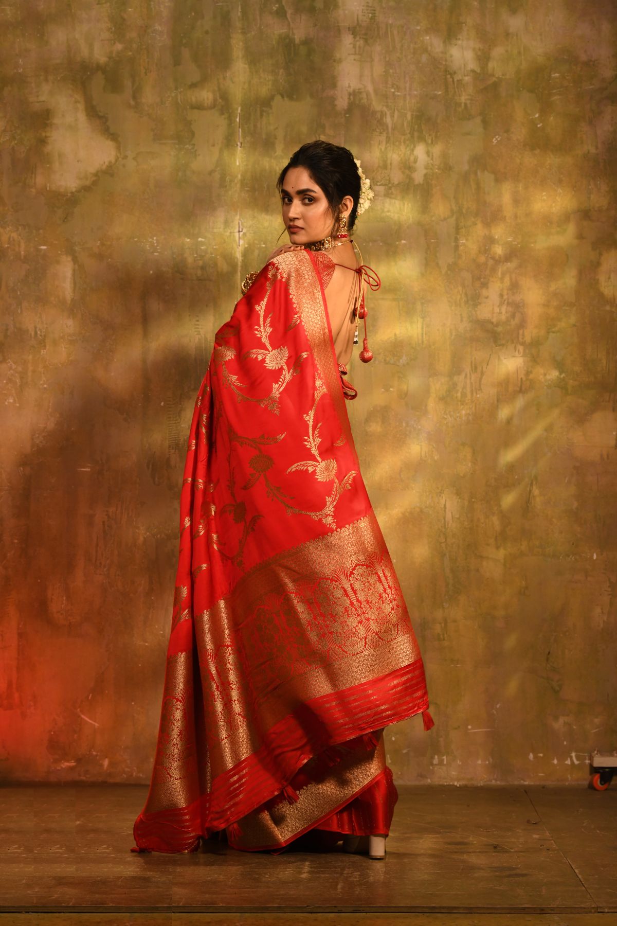 Apsara | Mashru Silk Saree in Red